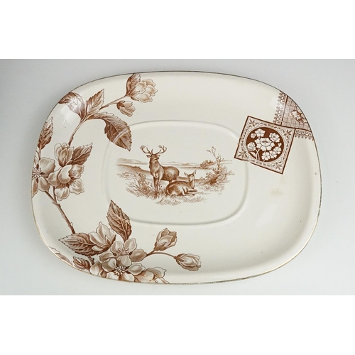 69 - 19th Century H&R Cannes transfer printed soup tureen & cover, with oval stand. (Tureen approx 34cm l... 