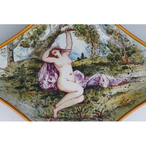 78 - Emile Lessore for Wedgwood - A 19th century Wedgwood lozenge shaped hand painted with a nude female ... 