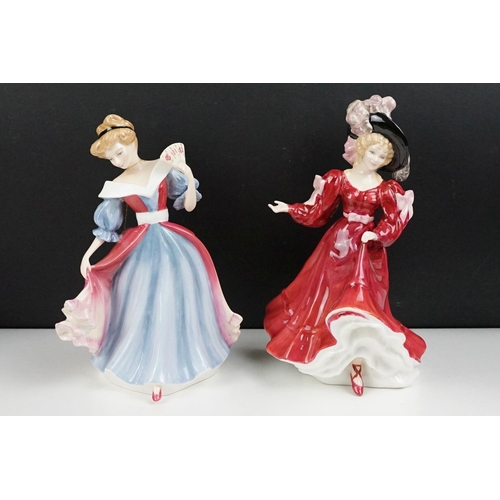 81 - Group of six Royal Doulton lady figurines to include Victoria (HN4623), Emily (HN4817), Stephanie (H... 