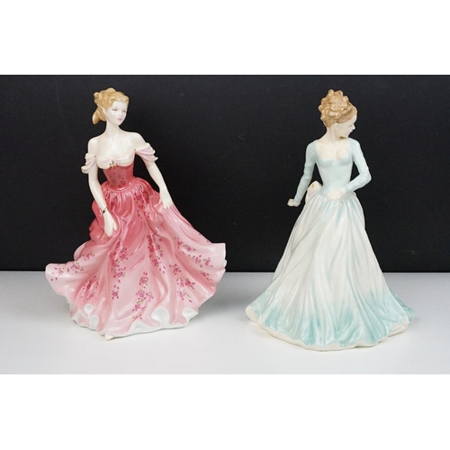 81 - Group of six Royal Doulton lady figurines to include Victoria (HN4623), Emily (HN4817), Stephanie (H... 