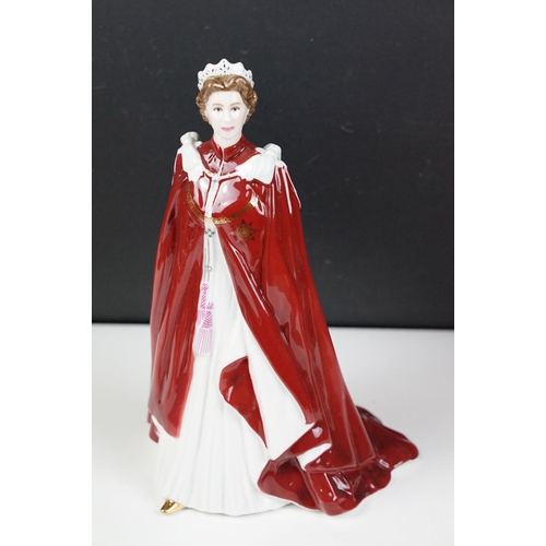 85 - Royal Worcester Queen Elizabeth II figurine in celebration of the queen's 80th birthday 2006 togethe... 