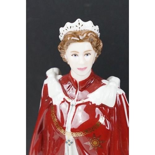 85 - Royal Worcester Queen Elizabeth II figurine in celebration of the queen's 80th birthday 2006 togethe... 