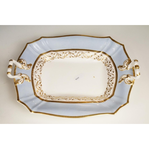 86 - 19th Century Victorian part dinner service having gilt and light blue rims, with scrolled foliate de... 