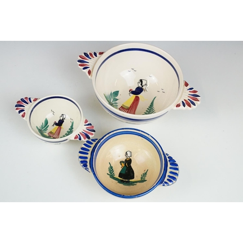 92 - Collection of Quimper French faience ceramics to include HB and Henriot factory marks including bowl... 