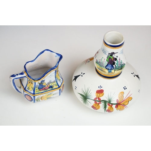 92 - Collection of Quimper French faience ceramics to include HB and Henriot factory marks including bowl... 