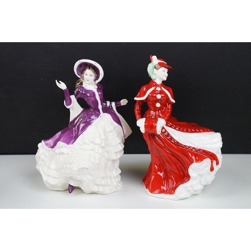 95 - Six Royal Doulton Christmas day figurines to include 2001 (HN4315), 2003 (HN 4552), Christmas Day 20... 