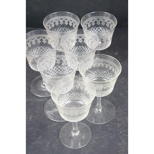 98 - Collection of early 20th Century glasses to include four sherry glasses and eight larger examples al... 