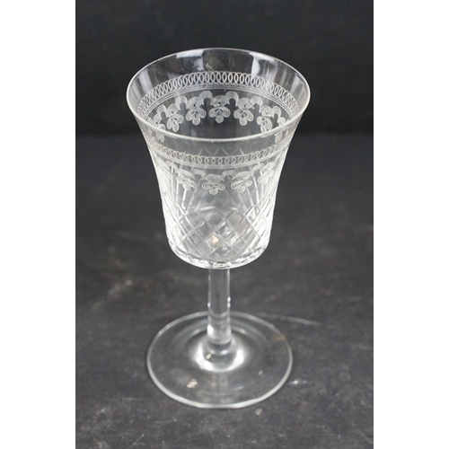 98 - Collection of early 20th Century glasses to include four sherry glasses and eight larger examples al... 