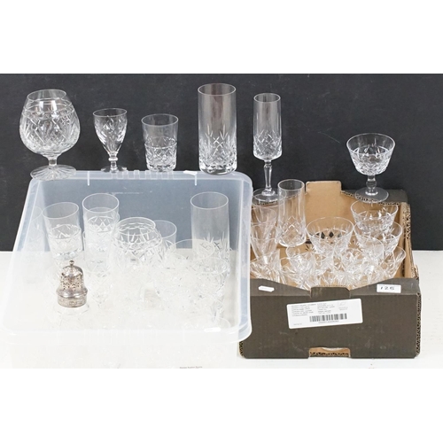 125 - Collection of 20th century glassware, mostly cut crystal drinking glasses, featuring a set of four s... 