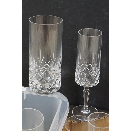 125 - Collection of 20th century glassware, mostly cut crystal drinking glasses, featuring a set of four s... 