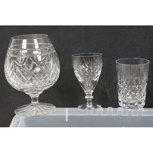 125 - Collection of 20th century glassware, mostly cut crystal drinking glasses, featuring a set of four s... 