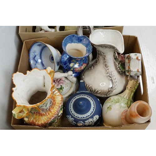 128 - Large collection of mixed 19th century onwards ceramics featuring a Staffordshire pocket watch stand... 