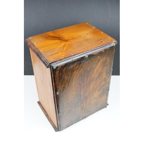 180 - Early 20th century pine smokers cabinet, the door with bevelled mirror to front, drawer below with c... 