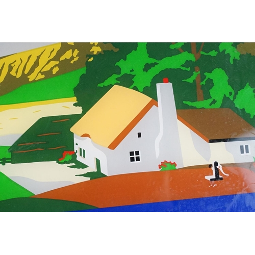 181 - ' You're In The Strong Country ' wooden framed hanging pub sign, approx 64cm W x 46.5cm H