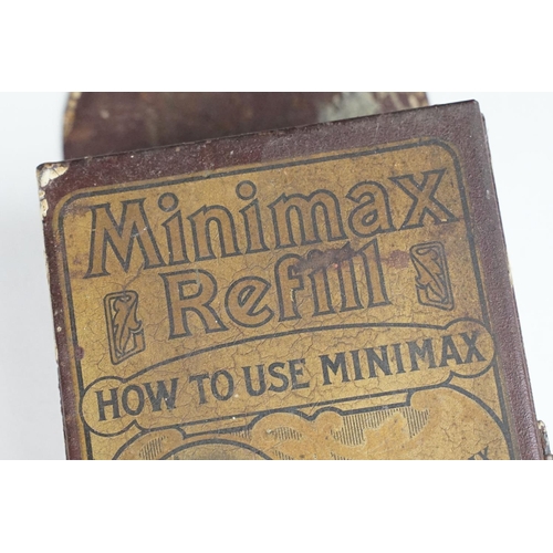 183 - Vintage Minimax Refill wall mounted tin, with graphics & instructions to front. Approx 40.5cm long