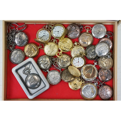 351 - A large collection of mainly contemporary pocket watches together with some vintage examples contain... 