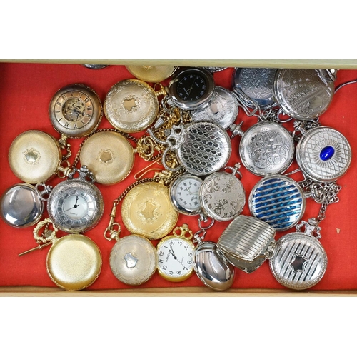 351 - A large collection of mainly contemporary pocket watches together with some vintage examples contain... 