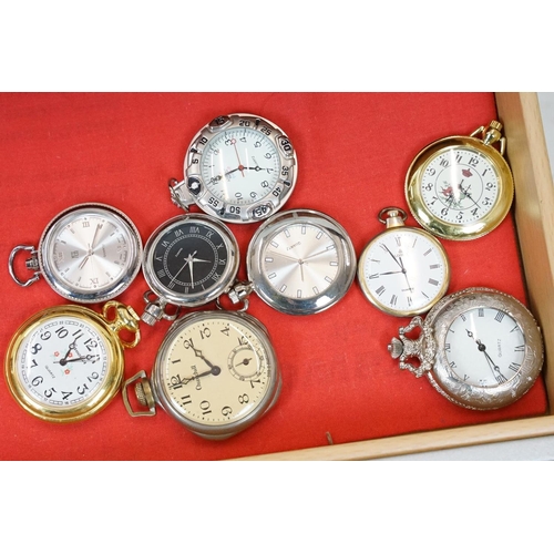 351 - A large collection of mainly contemporary pocket watches together with some vintage examples contain... 