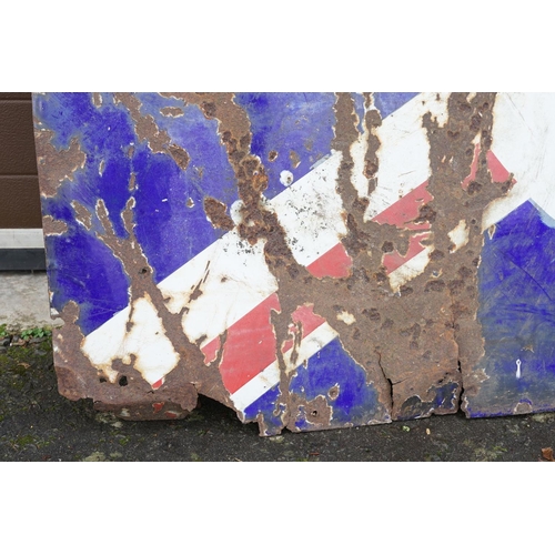 454 - Vintage BP Motor Spirit enamelled advertising sign with logo to centre on a union jack background. A... 