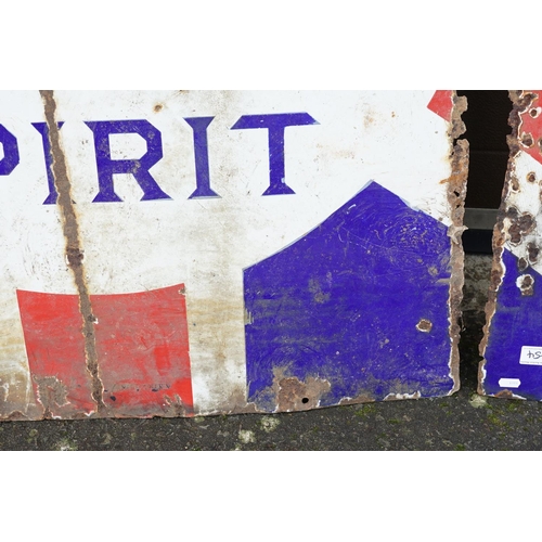 454 - Vintage BP Motor Spirit enamelled advertising sign with logo to centre on a union jack background. A... 