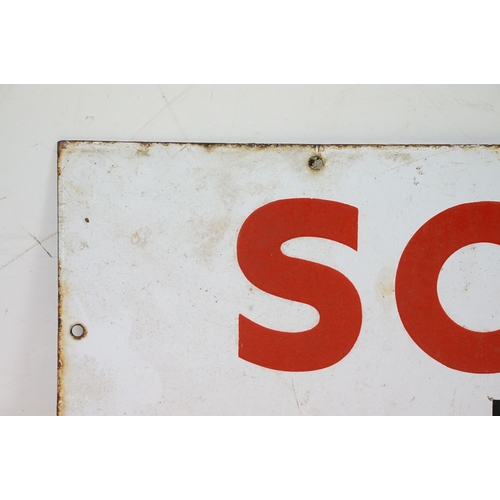 455 - Vintage enamelled 'Sold by Hallett & Co' local interest advertising sign. The sign having a white ba... 