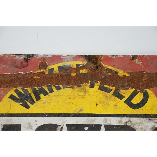 457 - Vintage Wakefield Castrol Motor oil advertising sign having a red back ground with yellow, black and... 