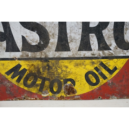 457 - Vintage Wakefield Castrol Motor oil advertising sign having a red back ground with yellow, black and... 