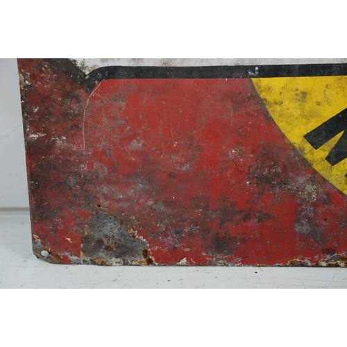 457 - Vintage Wakefield Castrol Motor oil advertising sign having a red back ground with yellow, black and... 