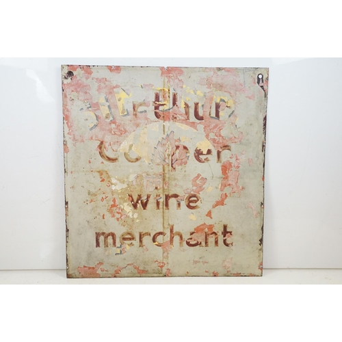 459 - Vintage enamelled advertising sign for 'Arthur Cooper Wine Merchant' having a brown background with ... 