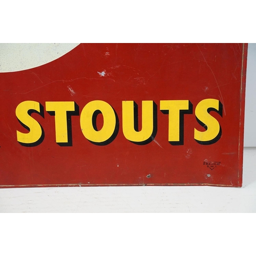 460 - Vintage Simonds Ales and Stouts breweriana enamelled advertising sign having a red background with y... 