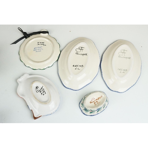 80 - Collection of assorted Quimper french ceramics to include Henriot and HB factory marks. The lot to i... 