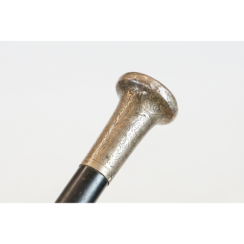 162 - Three late 19th / early 20th century walking stick to include an early 20th century ebonised stick w... 