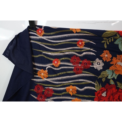 431 - Karandi Fabric Embroidery Shawl, 223cm x 106cm