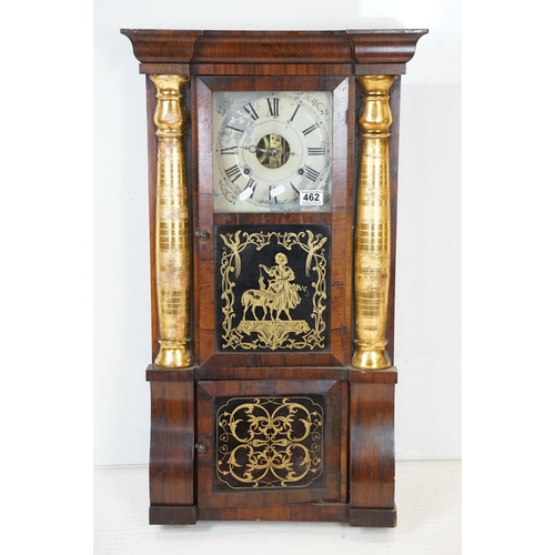 462 - Early 20th Century American eight day pendulum wall clock by Seth Thomas having a mahogany case with... 