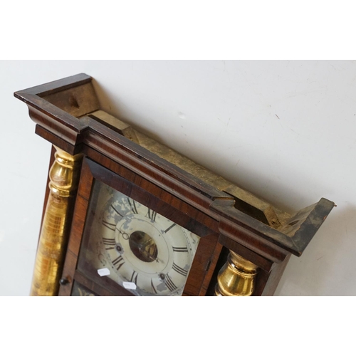 462 - Early 20th Century American eight day pendulum wall clock by Seth Thomas having a mahogany case with... 