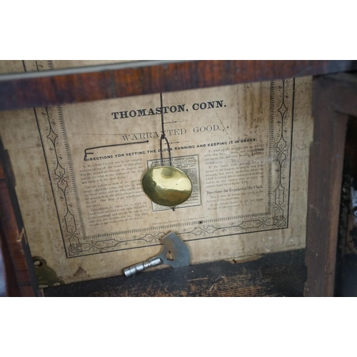 462 - Early 20th Century American eight day pendulum wall clock by Seth Thomas having a mahogany case with... 