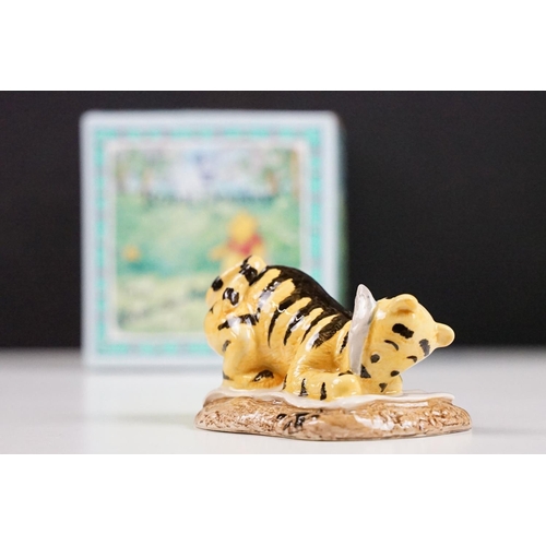 110 - Seven Royal Doulton Winnie the Pooh collection figurines to include Eeyores tail, Kanga and Roo, Tig... 