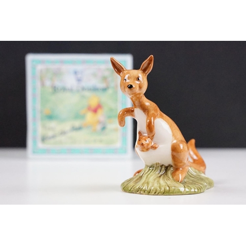 110 - Seven Royal Doulton Winnie the Pooh collection figurines to include Eeyores tail, Kanga and Roo, Tig... 