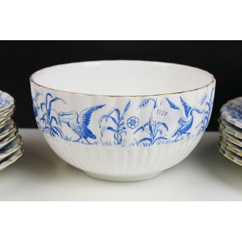 112 - 19th century Coalport tea set decorated with swans, the handles of spiralling form, the lot to inclu... 