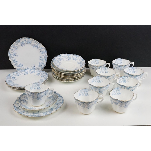 115 - 19th Century Victorian Aynsley part tea service having a moulded rim with transfer printed blue flor... 