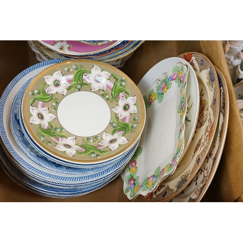 118 - Collection of mostly 19th Century ceramics to include prattware plates,  a pair of crown Derby Imari... 