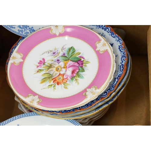 118 - Collection of mostly 19th Century ceramics to include prattware plates,  a pair of crown Derby Imari... 