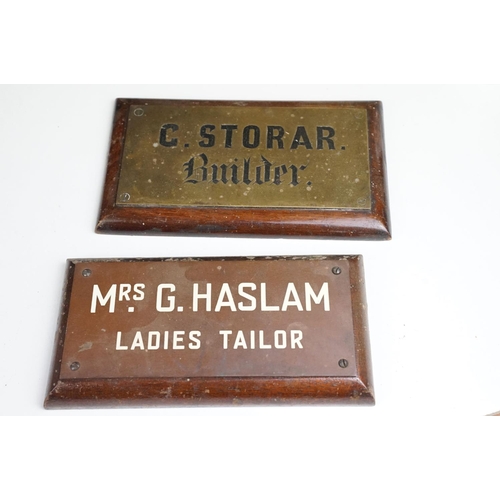 402 - Collection of 12 metal plaques, early 20th century onwards, mostly business / name wall plaques, fea... 