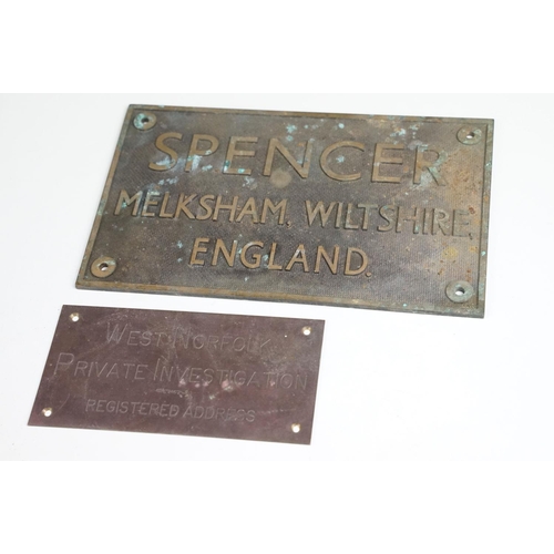 402 - Collection of 12 metal plaques, early 20th century onwards, mostly business / name wall plaques, fea... 