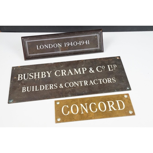 402 - Collection of 12 metal plaques, early 20th century onwards, mostly business / name wall plaques, fea... 