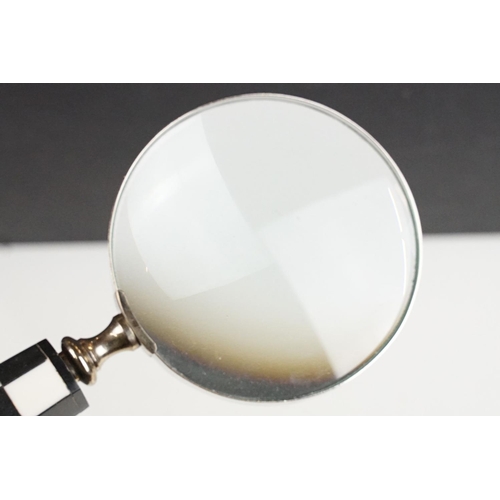 425 - Hand Held Magnifying Glass with checkboard handle, approx 25cm long