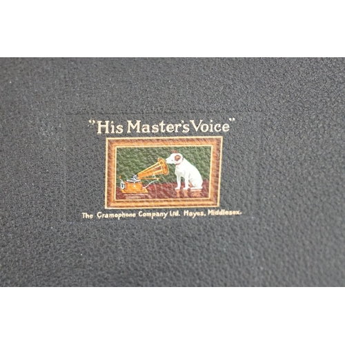 428 - His Master's Voice HMV portable wind up gramophone, circa 1930's
