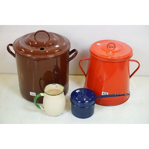 432 - Collection of Vintage Enamel Kitchen ware