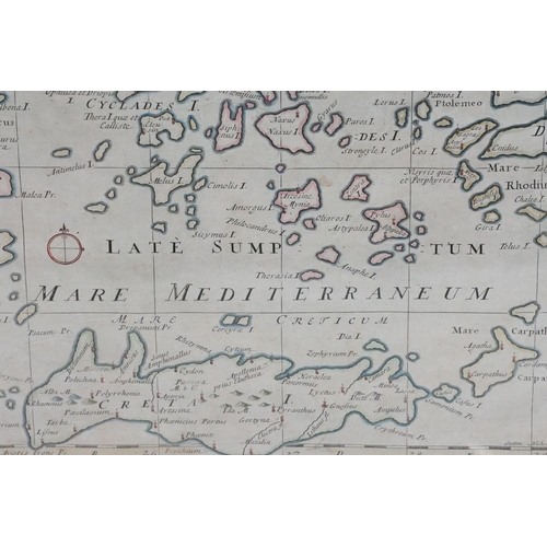 523 - Two framed maps to include a New Map of the Islands of the Aegean Sea (label to verso specifies Edwa... 