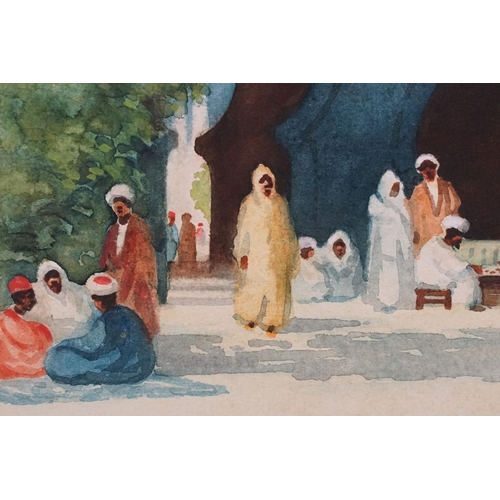 524 - Hans Jacob Hansen RSW (British 1853-1947) Seated playing games in Tangiers, watercolour, dimensions ... 